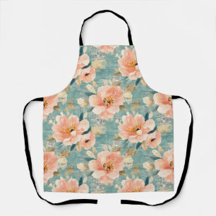 Vintage Watercolor Floral Abstract Pattern Apron