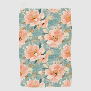 Vintage Watercolor Floral Abstract Pattern Golf Towel