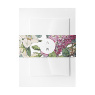 Vintage Watercolor Floral Art Wedding Invitation Belly Band