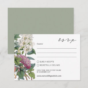 Vintage Watercolor Floral Art Wedding RSVP Card