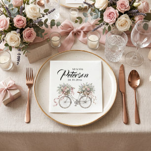 Vintage Watercolor floral bicycle Napkin