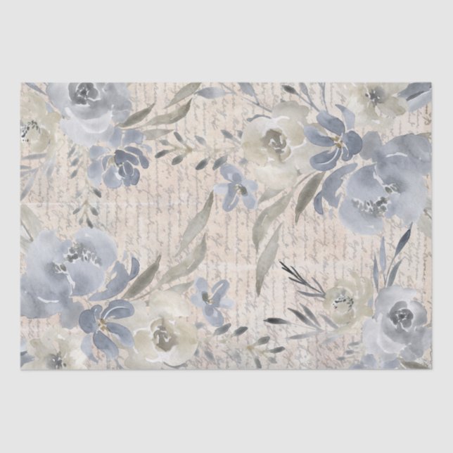 vintage watercolor floral decorative tissue paper (Front)