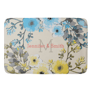 Vintage Watercolor Floral Elegant Monogram #16 Bath Mat