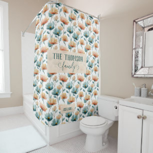 Vintage Watercolor Floral Family Heritage Shower Curtain