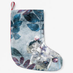 Vintage Watercolor Floral Lilac Poppies Small Christmas Stocking