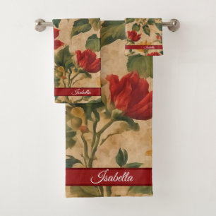 Vintage Watercolor Floral Modern Collection Bath Towel Set