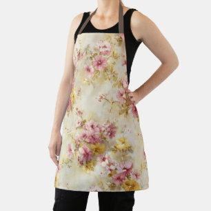 Vintage Watercolor Floral Pattern Apron