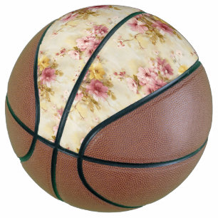 Vintage Watercolor Floral Pattern Basketball