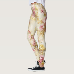 Vintage Watercolor Floral Pattern Leggings