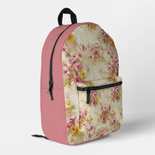 Vintage Watercolor Floral Pattern Printed Backpack
