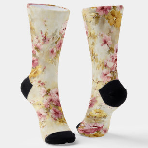 Vintage Watercolor Floral Pattern Socks