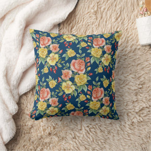 Vintage Watercolor Floral Roses Background   Cushion