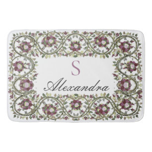 Vintage watercolor floral Stylish Mauve Pink   Bath Mat