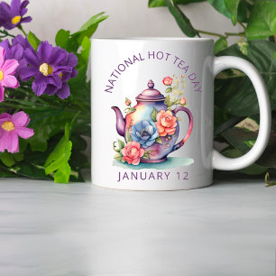 Vintage Watercolor Floral Teapot National Hot Tea Coffee Mug