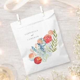 Vintage Watercolor Florals Boho Garden Wedding Favour Bags