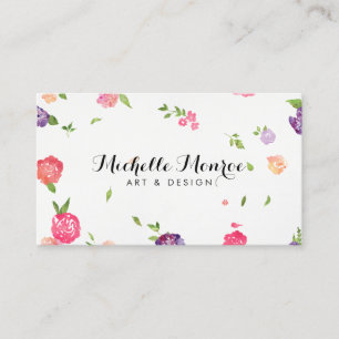 Vintage Watercolor Florals Craft Designer I Business Card