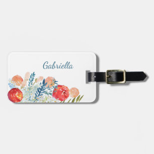 Vintage Watercolor Florals in Blue Personalised Luggage Tag