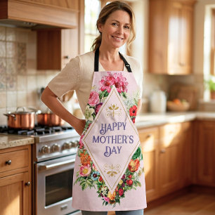 Vintage Watercolor Flourish Flower Garden Pink Apron