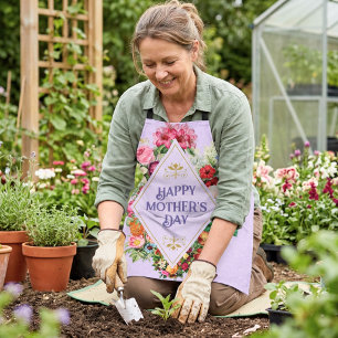 Vintage Watercolor Flourish Flower Garden Violet Apron