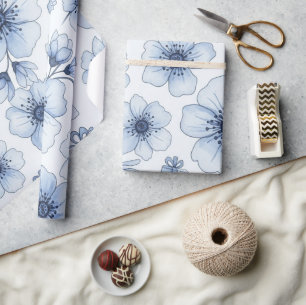 Vintage Watercolor Flowers Wrapping Paper