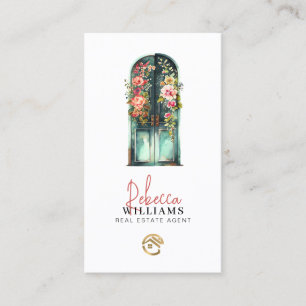 Vintage Watercolor Front Door Real Estate Agent Business Card