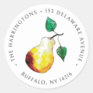 Vintage Watercolor Gold Pear Return Address Labels