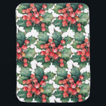 Vintage watercolor holly berries leaves  baby blanket<br><div class="desc">A vintage watercolor painting of classic holly berries and leaves.  Customisable!</div>
