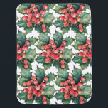 Vintage watercolor holly berries leaves  baby blanket<br><div class="desc">A vintage watercolor painting of classic holly berries and leaves.  Customisable!</div>