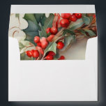 Vintage watercolor holly berries leaves  envelope<br><div class="desc">A vintage watercolor painting of classic holly berries and leaves.  Customisable!</div>