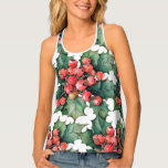 Vintage watercolor holly berries leaves  singlet<br><div class="desc">A vintage watercolor painting of classic holly berries and leaves.  Customisable!</div>