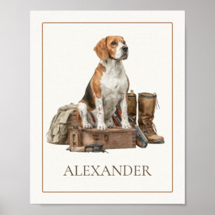 Vintage Watercolor Hunting Hound Dog Poster
