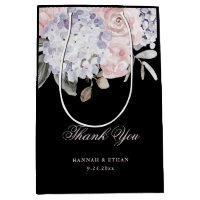 Vintage Watercolor Hydrangea on Black | Wedding