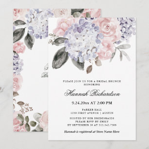 Vintage Watercolor Hydrangeas Bridal Brunch Invitation