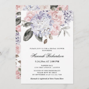 Vintage Watercolor Hydrangeas Bridal Shower Invitation