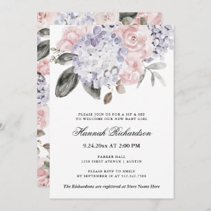 Vintage Watercolor Hydrangeas   Sip and See Invitation