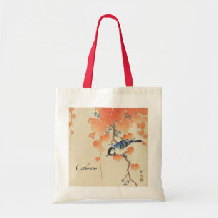 Vintage Watercolor Japanese Print With Bird Tote Bag