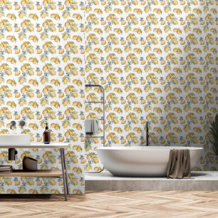 Vintage Watercolor Lemon Bunch peel and stick Wallpaper