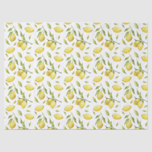 Vintage Watercolor Lemons and Greenery Pattern Tissue Paper