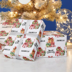 Vintage Watercolor Merry Christmas Personalised Wrapping Paper