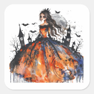 Vintage Watercolor Midnight Witch Sticker