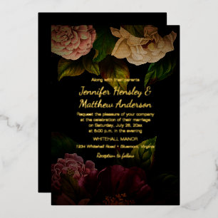 Vintage Watercolor Moody Floral Foil Wedding
