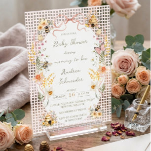 Vintage Watercolor Mummy to Bee Baby Shower  Acrylic Invitations