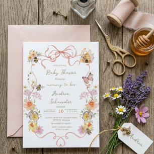 Vintage Watercolor Mummy to Bee Baby Shower  Invitation