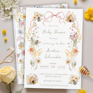 Vintage Watercolor Mummy to Bee Baby Shower  Invitation