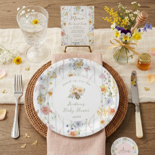 Vintage Watercolor Mummy to Bee Baby Shower Paper Plate