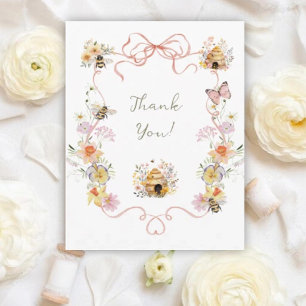 Vintage Watercolor Mummy to Bee Baby Shower Thank You Card