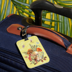 Vintage Watercolor Mushroom Botanical Luggage Tag