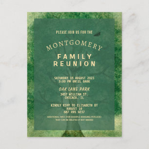 Vintage Watercolor Oak Tree Family Reunion Postcard