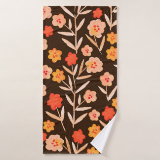 vintage watercolor pattern, floral texture with ha bath towel