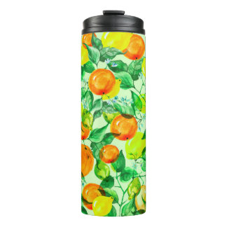 Vintage watercolor pattern - Lemon branch with fl Thermal Tumbler